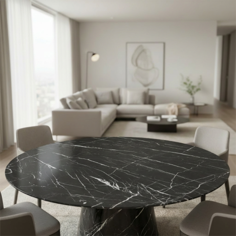 Vinilo de revestimiento para mesa efecto mármol MK14 Mat Ash Black Marble