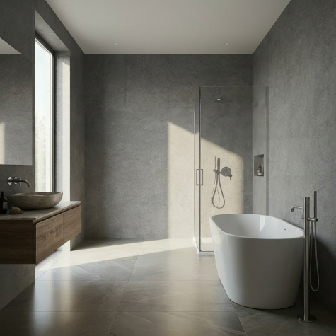 Vinilo de revestimiento para muebles y paredes de baño efecto hormigón NE24 Light Grey Concrete Plaster