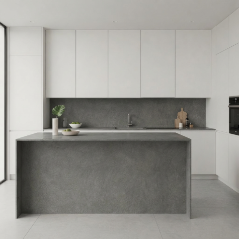 Vinilo de revestimiento para encimera y muebles de cocina efecto hormigón NE24 Light Grey Concrete Plaster