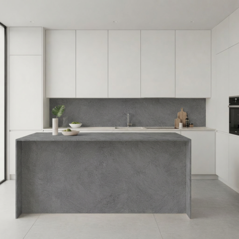 Vinilo de revestimiento para encimera y muebles de cocina efecto hormigón NE26 Dark Grey Concrete Plaster