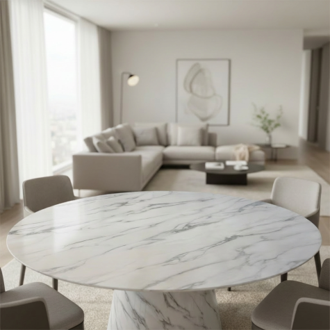Vinilo de revestimiento para mesa efecto mármol NE31 Mat White Marble