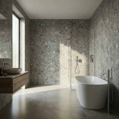 Vinilo de revestimiento para muebles y paredes de baño efecto mármol NF99 Natural Marble Grey