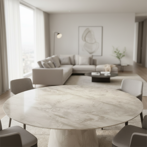 Vinilo de revestimiento para mesa efecto mármol NE70 Mat beige marble