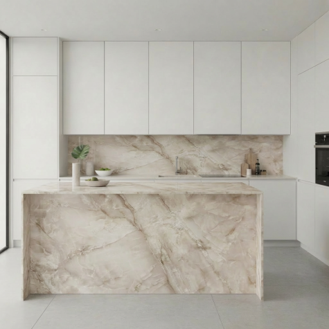 Vinilo de revestimiento para muebles y paredes de baño efecto mármol NE70 Mat beige marble