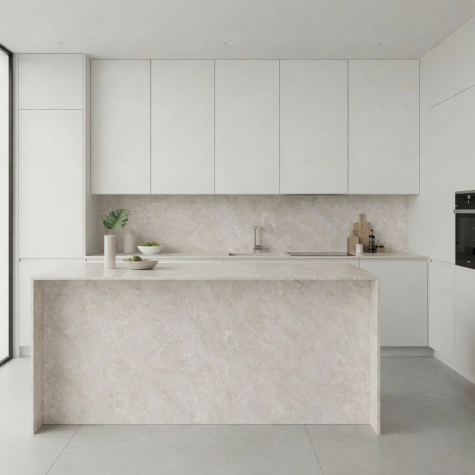 Vinilo de revestimiento resistente para encimera y muebles de cocina efecto mármol NG04 Cream Marble