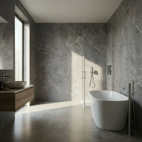 Vinilo de revestimiento para muebles y paredes de baño efecto mármol gris NH11 Light Etruscan Grey