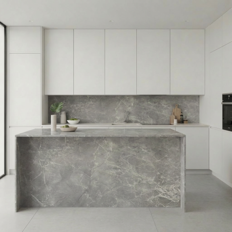 Vinilo de revestimiento para encimera y muebles de cocina efecto mármol gris NH11 Light Etruscan Grey