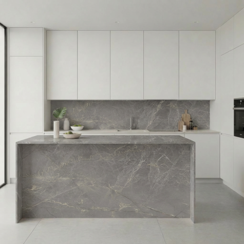 Vinilo de revestimiento para encimera y muebles de cocina efecto mármol gris NH46 Etruscan Grey